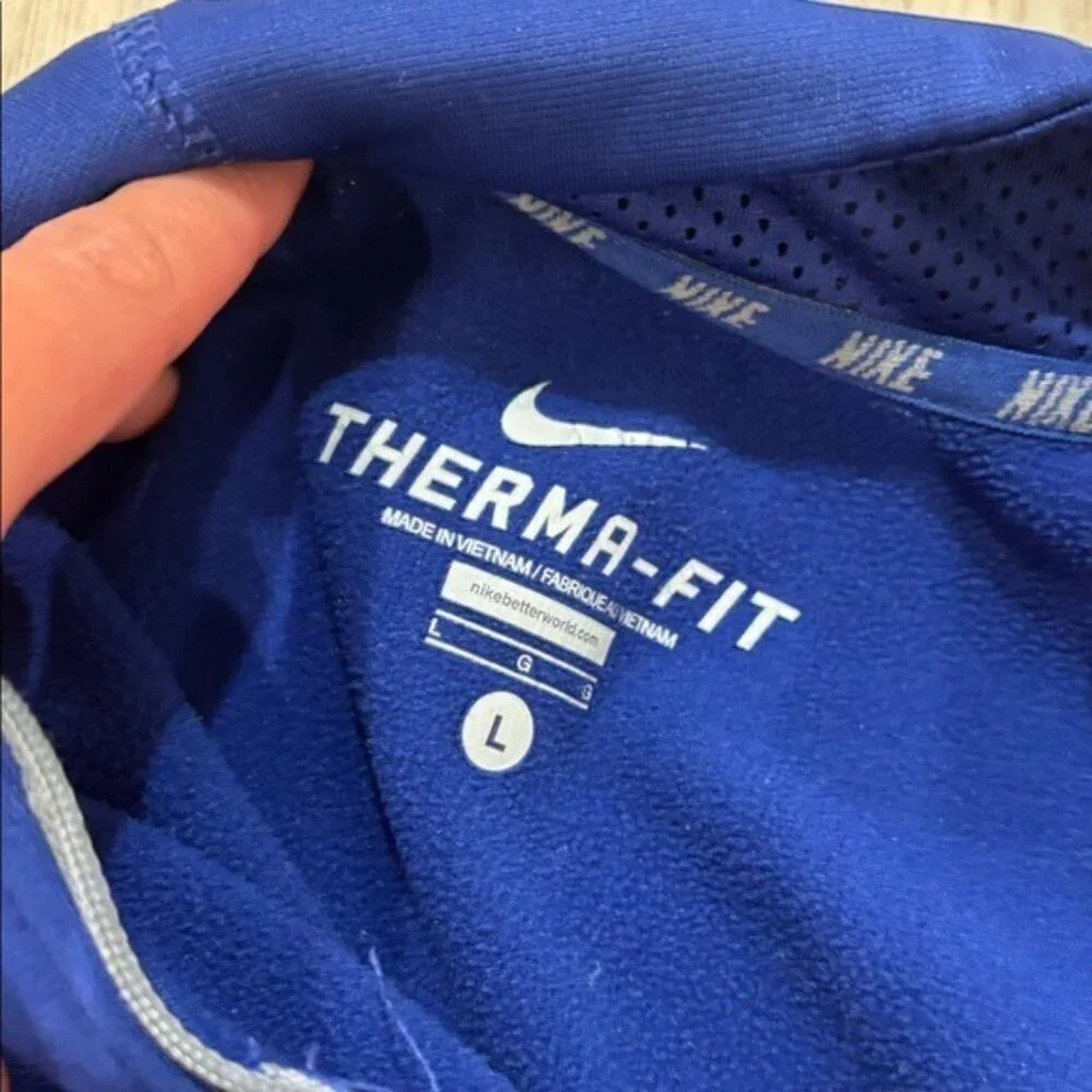 Nike Therma fit  Men's Blue and Gray Performance fleece shirt n1/4 zip up size l
